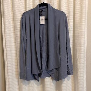 Elegant Blue Open Front Cardigan